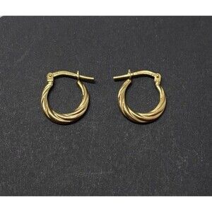 Vintage 10K Gold Filled Hoop Earrings Twisted Huggie Hoops Dainty Childrens